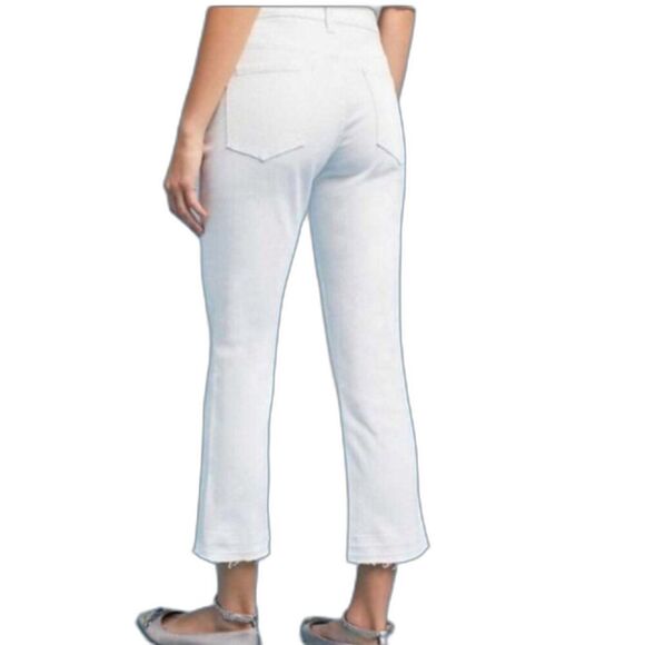 Pilcro and the Letterpress High Rise Flare White Jeans Denim Size 27 Fray Hem - Picture 2 of 13